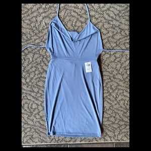 Blue bodycon backless dress